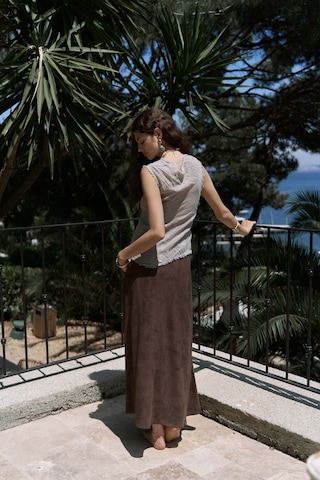 Mai Collection Mai Studios Co. Veilinas Asimetrik Vizon Keten Crop Vizon
