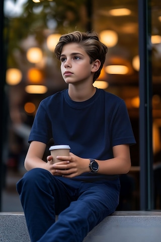 Cloise İndigo Çocuk T-shirt Kız Erkek Unisex %100 Pamuk İndigo
