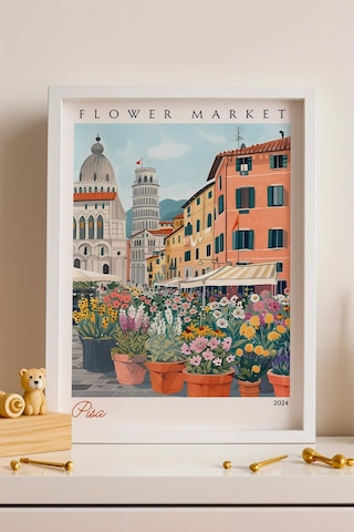 Pisa İtalya Çerçeveli Tablo Seyahat Severlere Salon Ve Ofis İçin Estetik Duvar Dekoru Travel Flower Market