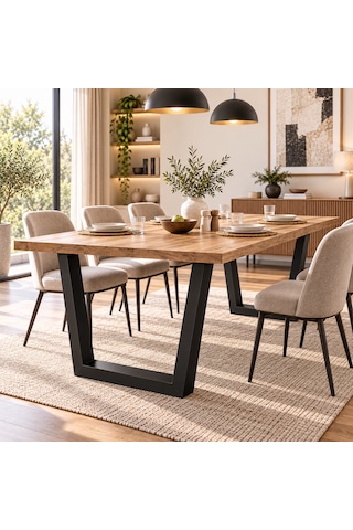 Evkolleksiyon Trapez Tipi Metal Masa Ayağı 2'li Takım 60x72 Cm 60x60 Çelik Profil Mat Siyah