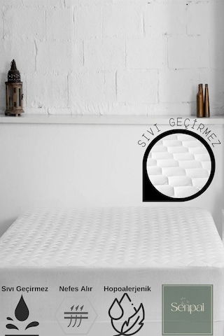 Kapitoneli-microfiber Fitted %100 Sıvı Su Geçirmez Tek-çift Kişilik Yatak Koruyucu Çarşaf Alez Çocuk Beyaz