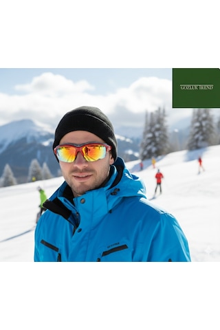 Esrada Kayak Gözlüğü Antifog Ventilli Uv Korumalı Güneş Kar Gözlük Kırmızı Turuncu Aynalı Snowboard Sporu 02 Kırmızı