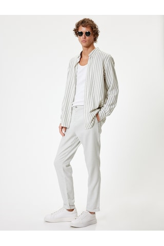 Koton Keten Chino Pantolon Cep Detaylı Gri Desenli 4sam40225hw Gri