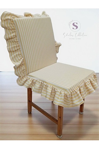 Sarı Çizgili Buldan Keteni Arkalıklı Fermuarlı Sandalye Minderi Çok Renkli