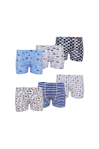 Tutku 6Lı Erkek Çocuk Renkli Boxer Desenli Baskılı Pamuklu Rahat