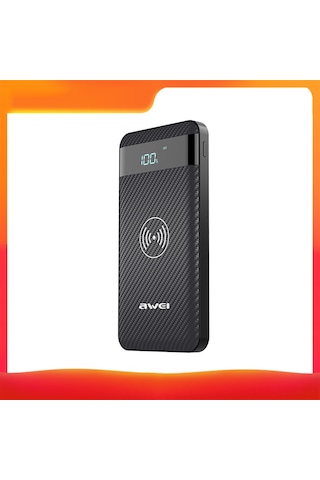 Symbee Aweı P55k 10000mah Kablosuz Powerbank Siyah - 3 Cihazı Eşzamanlı Şarj Edebilir, Elektrik Miktarı Göstergesi, Mini Boyut Siyah