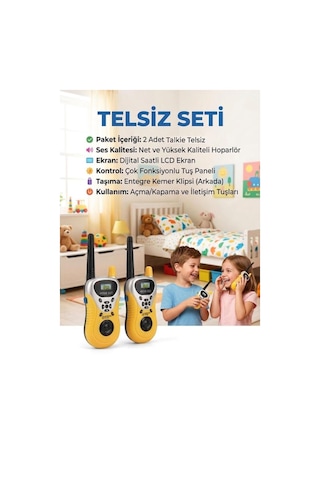 İlk Telsizim Sesli Mikrofonlu Pilli Antenli İkili Telsiz Eğitici Oyuncak Seti 1