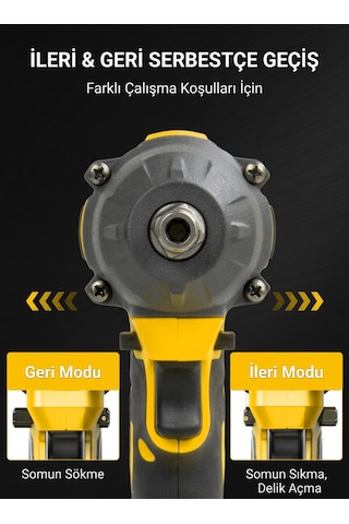 Steiner 21v 1100 Nm Kömürsüz Torklu Çift Akülü 10 Pilli 1/2 Sarı Şarjlı Somun Sıkma Sökme Makinesi + 38 Parça