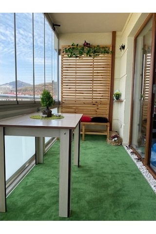 Yeşil Protokol Halı Özel Kesim Kaymaz Tabanlı Balkon Halısı (425790484)