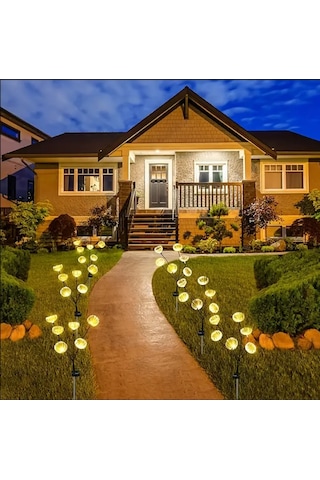 Güneş Enerjili 6 Top Led Sarı Renk Deniz Anası Led Bahçe Aydınlatma Solar Bahçe Süsü Sge1004 Sarı