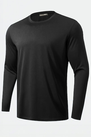 Ghassy Co. Erkek %100 Pamuklu Likralı Esnek Spor Koşu Günlük Antrenman Uzun Kollu Penye T-shirt Siyah