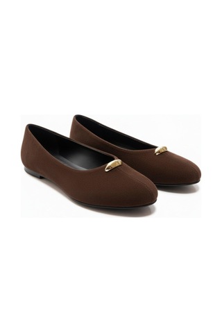 Ne&ve Shoes Kahve Süet Gold Aksesuar Detaylı Kadın Günlük Babet Kahverengi