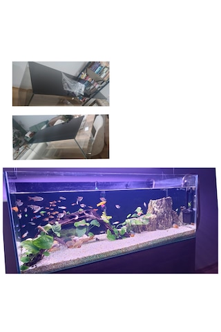 Akvaryum Arkası Siyah Piano Black Fon 150 x 50 CM Hava Kanallı Ragle + Maket Bıçağı