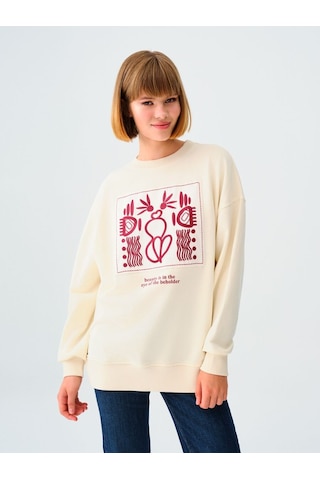 LOFT Loose Fit Kadın Sweatshirt Lf2037526 Q1.v1 Beyaz