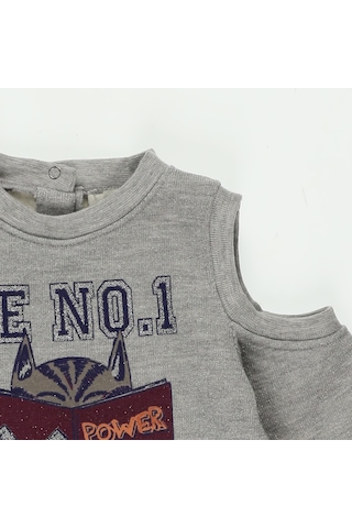 Panço Kız Bebek Omuz Pencere Detaylı Baskılı Sweatshirt (554816243) Çok Renkli