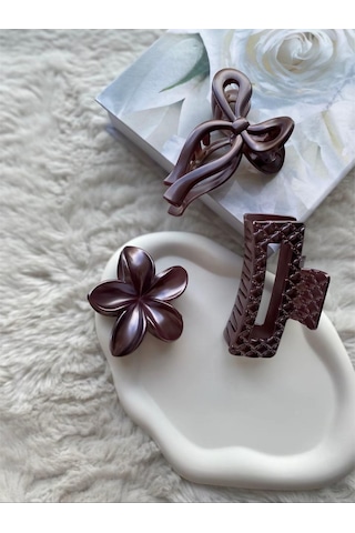 3'lü Set Fiyonk,lotus,dikdörtgen Toka 4 Çok Renkli 3'lü Set Fiyonk,lotus,dikdörtgen Toka 4 Çok Renkli
