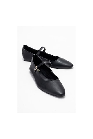 Luvishoes Luvi Shoes Lunaıre Siyah Hakiki Deri Tek Bantlı Sivri Burun Kadın Babet Ayakkabı Siyah