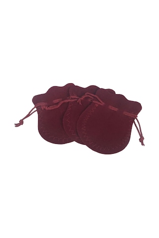 Kadife Kese Bordo 50 Adet 6x8 Boy Takı, Altın Kesesi İpli & Büzgülü