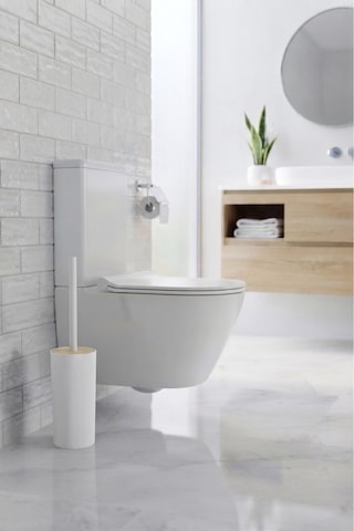 Liza Kapaklı Wc Banyo Fırçası - Tuvalet Fırçası Wc Fırçası Klozet Fırçası Beyaz