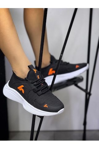 Bağcıklı Unisex Çocuk Spor Ayakkabısı-siyah-orange-322 Siyah - Turuncu