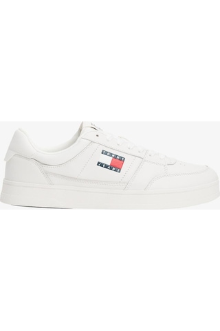 Tommy Hilfiger Erkek Rahat Düz Taban Nefes Alabilir Üst Yüzeyli Deri Beyaz Sneaker Em0em01574-ybl-12285 Beyaz