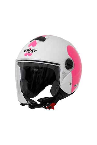 Sway Sw 715 Heart Yarım Kask Beyaz Pembe