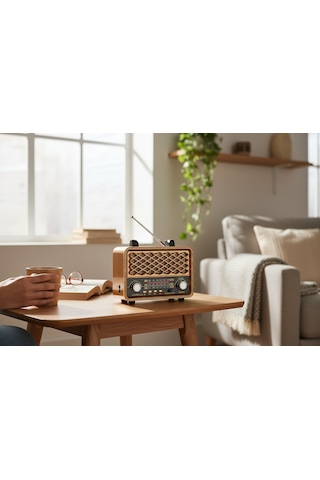 Rt-735a Nostaljik Trend Radyo,güneş Panelli Eskitme Radyo Bluetooth Özellikli
