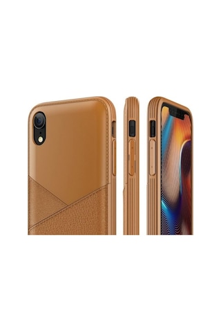 Vrs Apple Uyumlu iPhone Xr İle Leather Fit Label Kılıf Brown