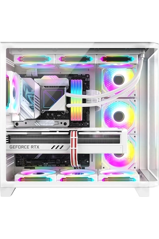 Dragos Ocean Curved Pro 750W 80+ Temperli Cam Atx Mid Tower Oyuncu Bilgisayar Kasası Beyaz