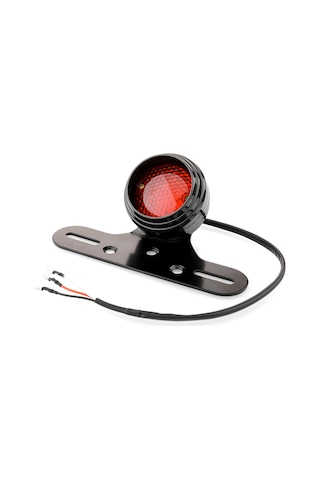 Youtek Klasik Motor Tuning İçin Evrensel Retro Led Fren Arka Lambası - Plaka Tutuculu Siyah Kasa/kırmızı Lens