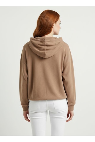 Neden Tekstil Kadın Kapüşonlu Basic Regular Fit Sweatshirt - Açık Pembe