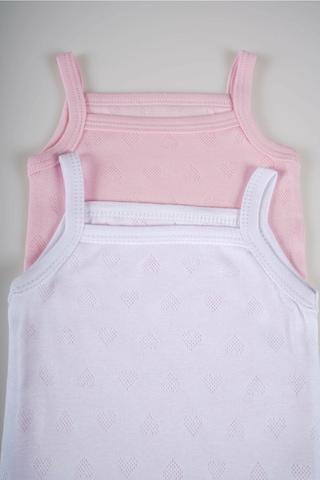 İp Askılı Jakarlı Klimalı 2li Çıtçıtlı Badi Zıbın Pembe-Beyaz