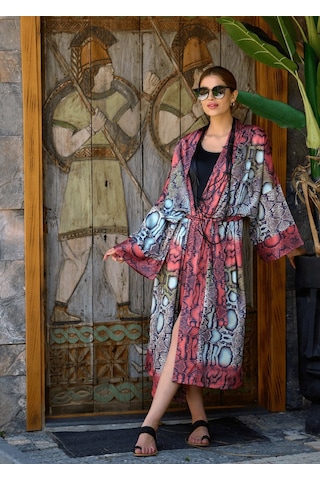 Mayovera Yılan Desen Kimono Çok Renkli