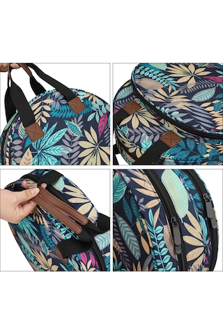 Yuntech01 Mavi Yaprak Desenli Dairesel İpek İşçilik Çantası - 600d Oxford Kumaş Alet Saklama Çantası Mavi