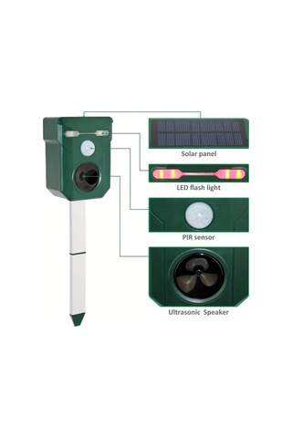 Xuweiwei 1 Paket Ultrasonik Hayvan Kovucu Dis Mekan Gunes Enerjili Hareket Isik Sensorlu Sesli Flashli Led Hayvan Caydirici