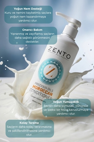 Zento Moroccan Onarıcı Nem Veren Saç Bakım Kremi 500 ML