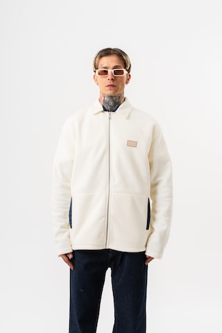 Respire Erkek Zip Oversize Polar Ceket Ekru