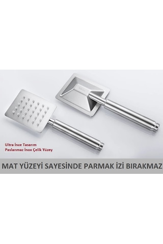 T-May Sart Dikdörtgen El Duş Seti Başlığı Tasarruflu Paslanmaz Ma Krom