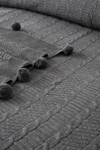 Triko Örme Nakışlı Çift Kişilik Battaniye Takımı Tivoli Rosetta Gri