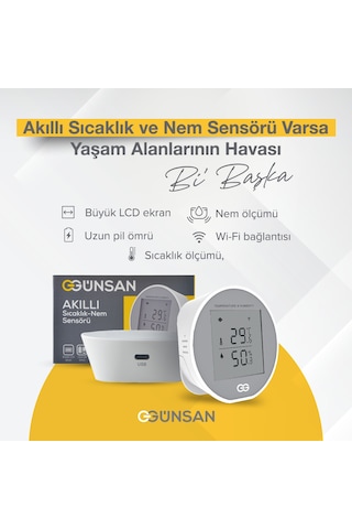 Günsan Akıllı Wifi Sıcaklık & Nem Sensörü Tuya & Smart Life Uyumlu