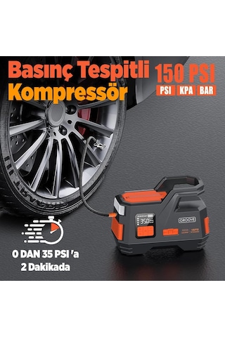 Groove Js006 26800mah 3000a Akü Takviye Cihazı + Lastik Şişirme Kompresörlü Taşınabilir Jump Starter Kompresör+powerbank+led Lamba+lcd Ekran