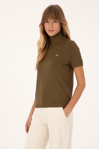 U.S. Polo Assn. Kadın Haki Boğazlı Kazak 50314835-VR027