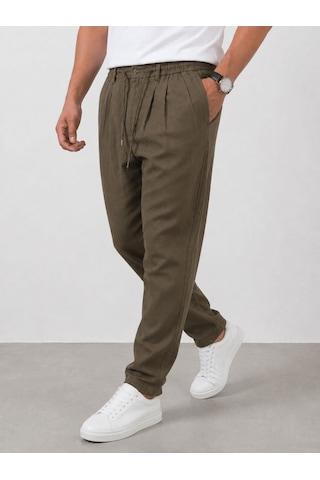 Classics Men Keten Erkek Beli Bağlamalı Casual Jogger Pantolon 7734 Sütlü Kahve