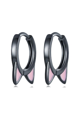 Wostu Gerçek 925 Ayar Gümüş Kedi Kulak Hoop Küpe Kadınlar Için Güzel Pembe Sevimli Pet Paw Çıtçıt Klipler Kız Benzersiz Takı Hediye A