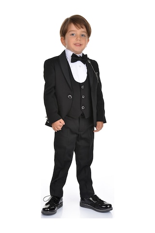Ceketli Yelekli Erkek Çocuk Damatlık Takım Elbise