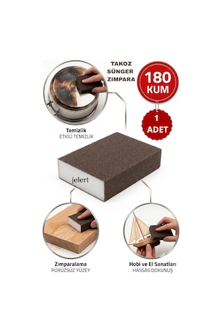 Tekli Takoz Sünger Zımpara 180 Kum - Esnek Ahşap, Metal Ve Temizlik Zımparası, Esnek Zımpara, Ahşap Zımparası, Temizleme Süngeri, Islak Kuru Zımpara, Hobi Zımparası