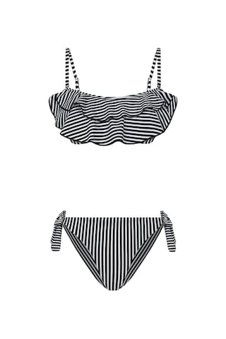 Bonesta Payee Volanlı Straplez Siyah Bikini Takımı