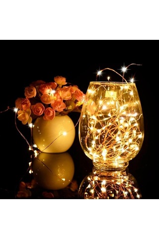 Sarı 2 Adet Peri Işık Yeni Yıl Led Noel Işık Su Geçirmez Bakır Tel Dize Işık Düğün Çelenk Parti İçin 1m 2m 3m 5m Perde Işık 5m Sarı