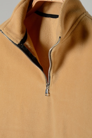 Bej Yarım Fermuarlı Regular Kalıp Dik Yaka Polar Sweatshirt Bej