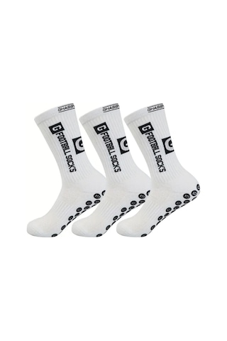 Ghassy Co. 3'lü Erkek Kaydırmaz Tabanlı Futbol Koşu Fitness Pamuklu Spor Çorabı Black